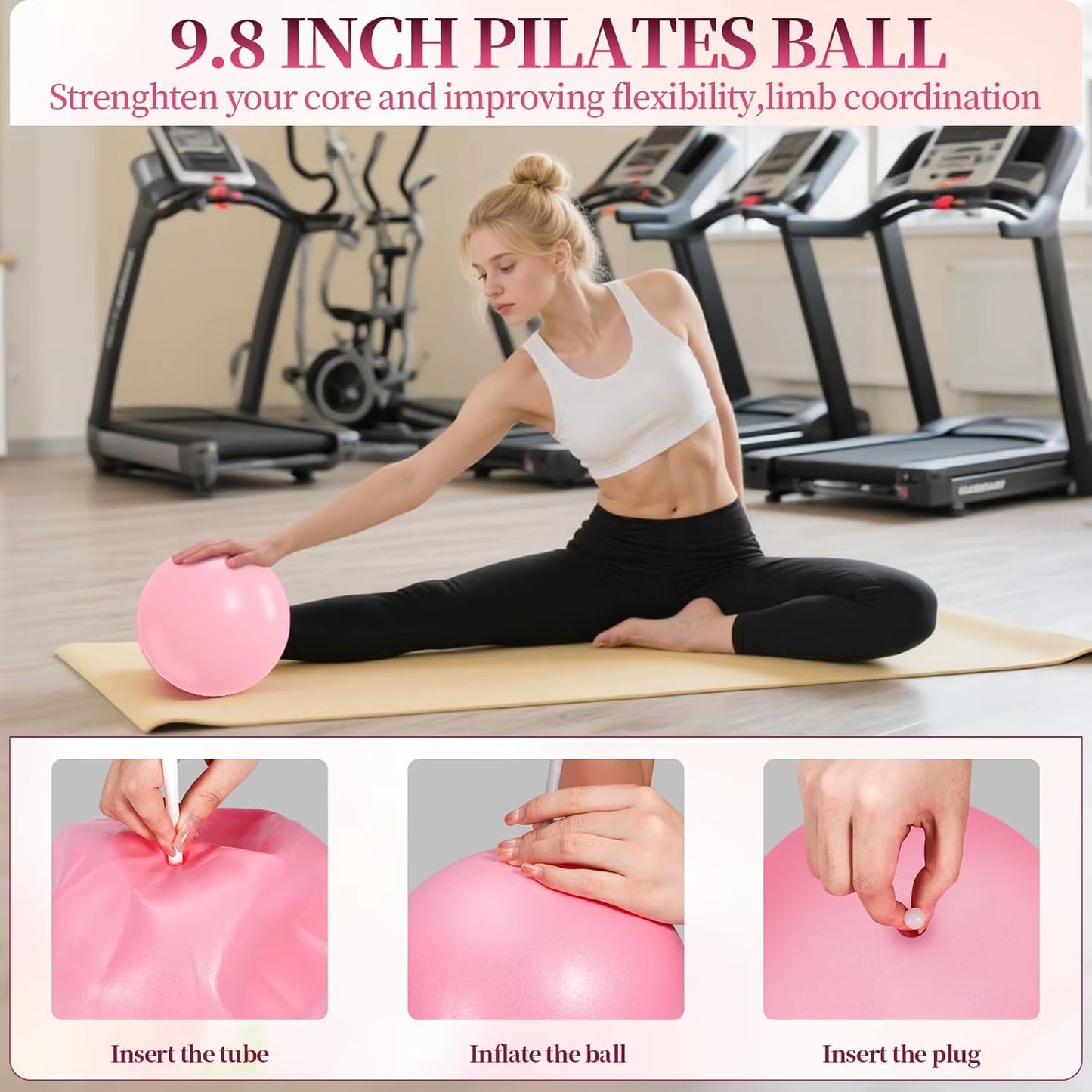 15-Piece Pilates Kit for Women with Yoga Ball, Resistance Bands & Accessories - Home Workout Essentials