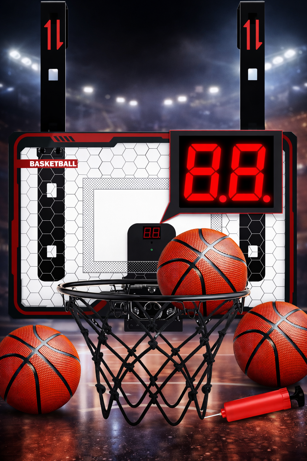 Indoor Basketball Hoop with LED Light, Scoreboard