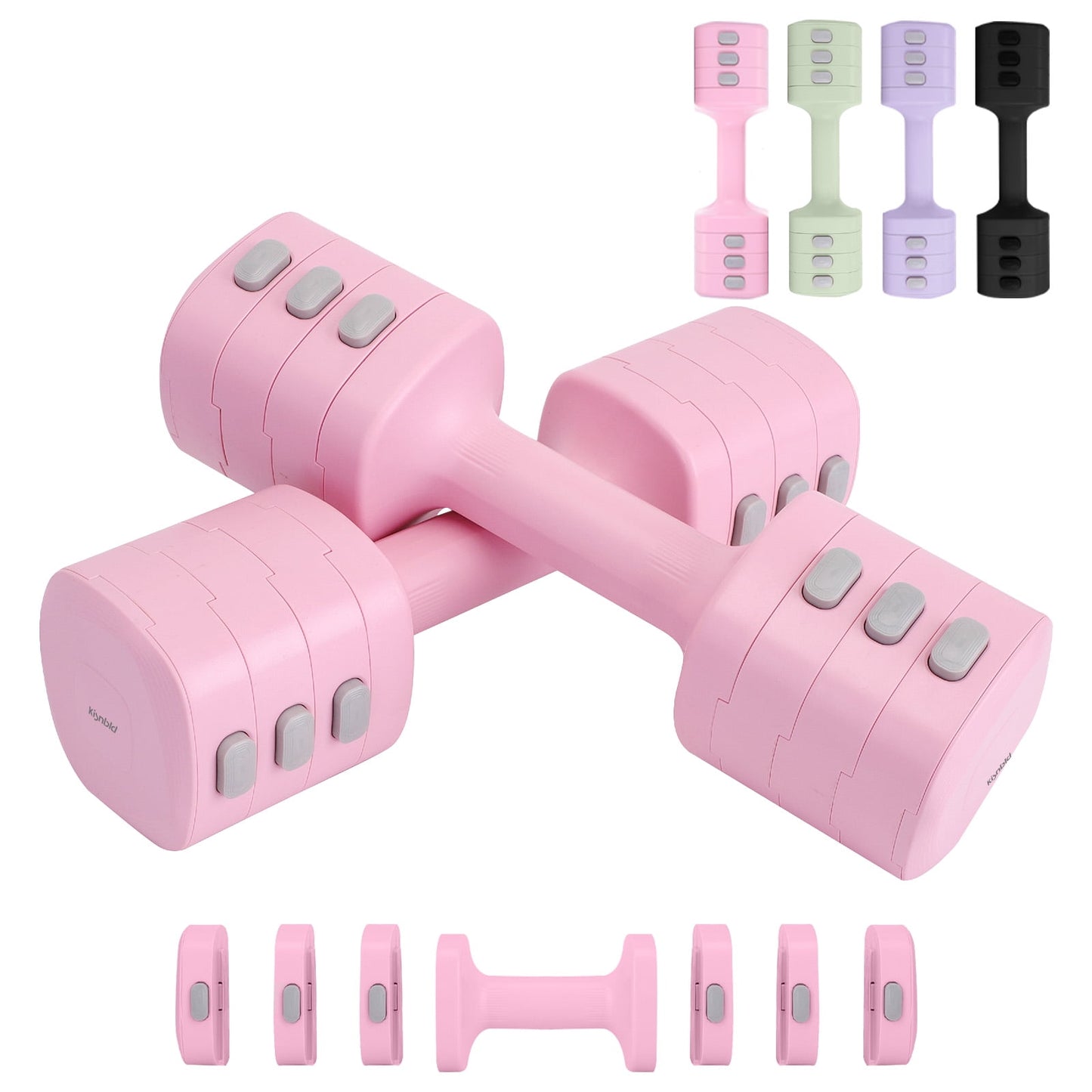 Adjustable Dumbbell Set of 2, 4 in 1 Free Weights Dumbbells Set for Women with Fast Adjustment, Each 2Lb 3Lb 4Lb 5Lb Hand Weights Set for Home Gym & Outdoor Exercise Training